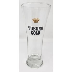 Vintage 1970's Tuborg Gold Beer 10 oz. Pilsner Barware Glass Logo Danish U200